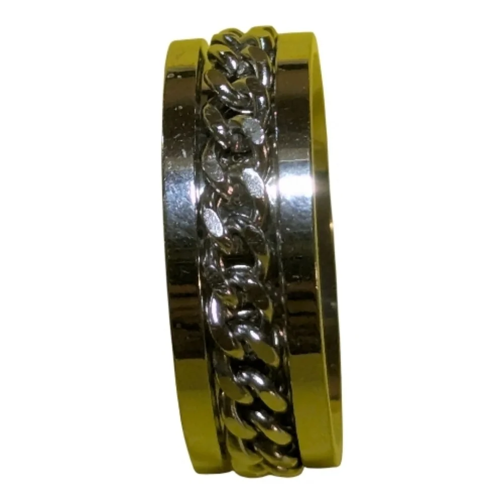 NEW Fidget Chain Ring Silver Color Sz 11 Mens Women's A-030